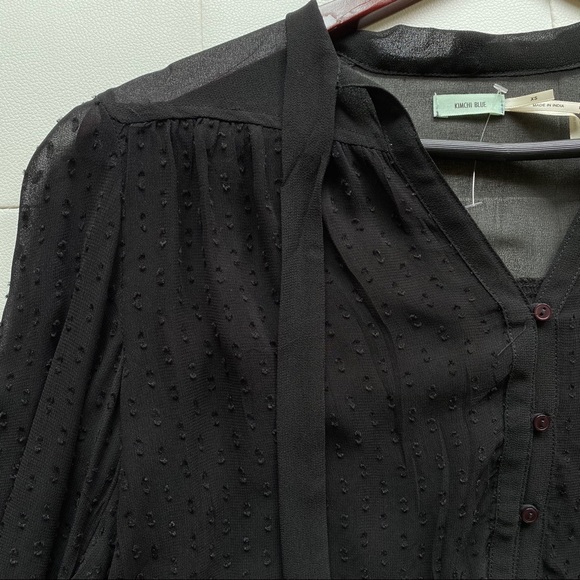 Black Sheer Textured Blouse by Kimchi Blue - Picture 7 of 7